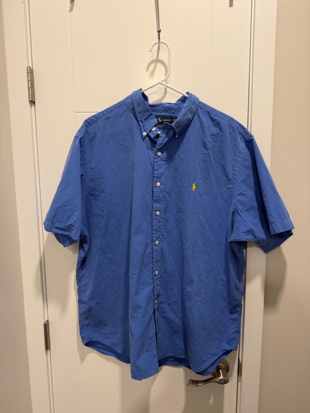 Ralph Lauren Men's Short-Sleeve Button-Down Shirt - Royal Blue with Yellow Pony